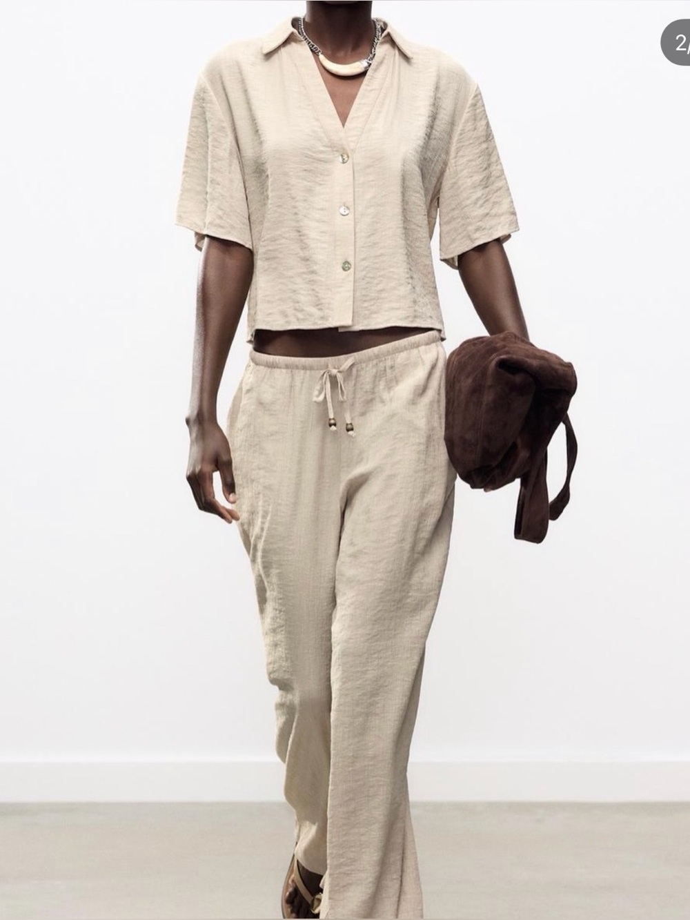 Zara Linen-Blend Pants Set (Top & Bottoms)